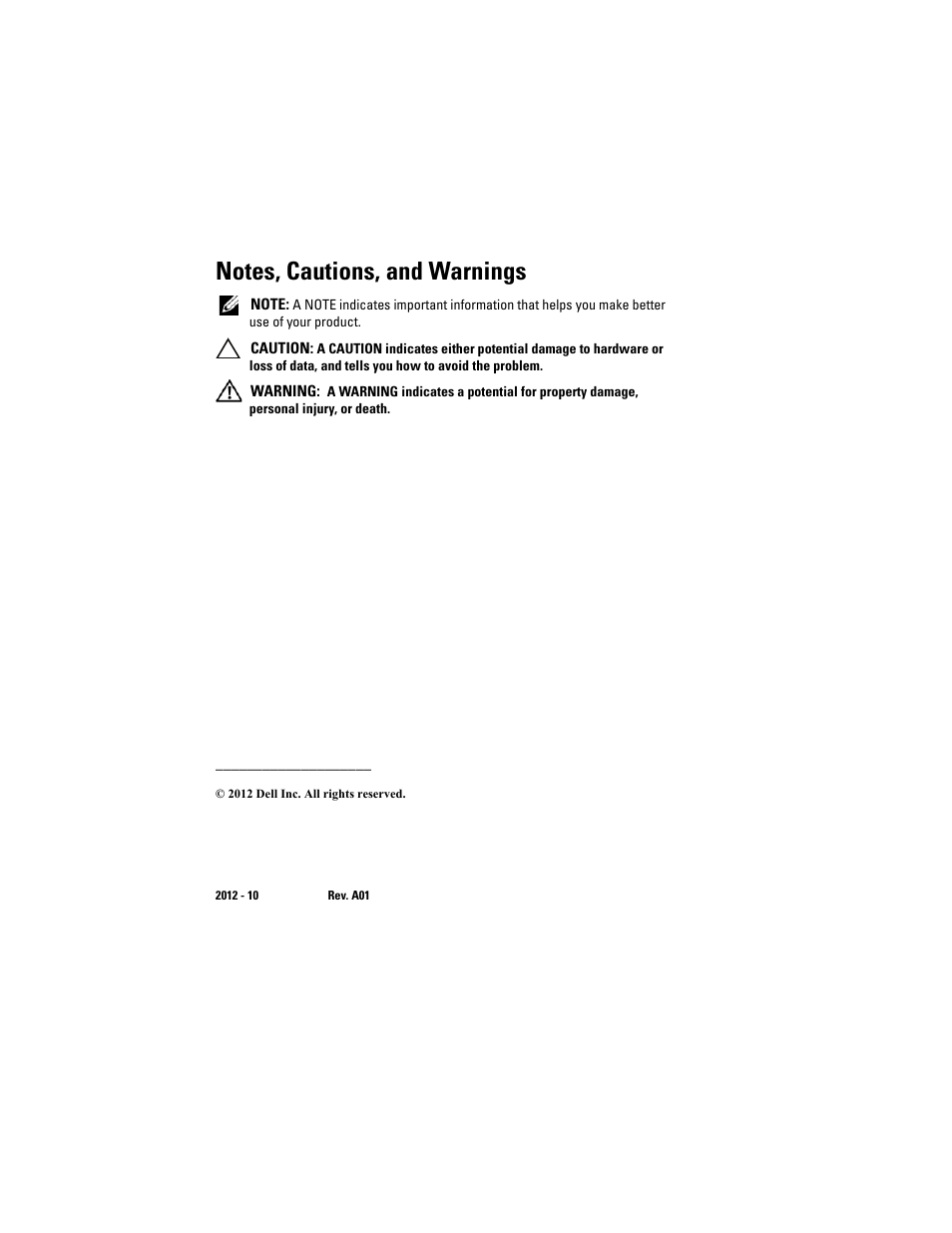 Notes, cautions, and warnings | Dell XPS 8500 (Early 2012) User Manual | Page 2 / 136