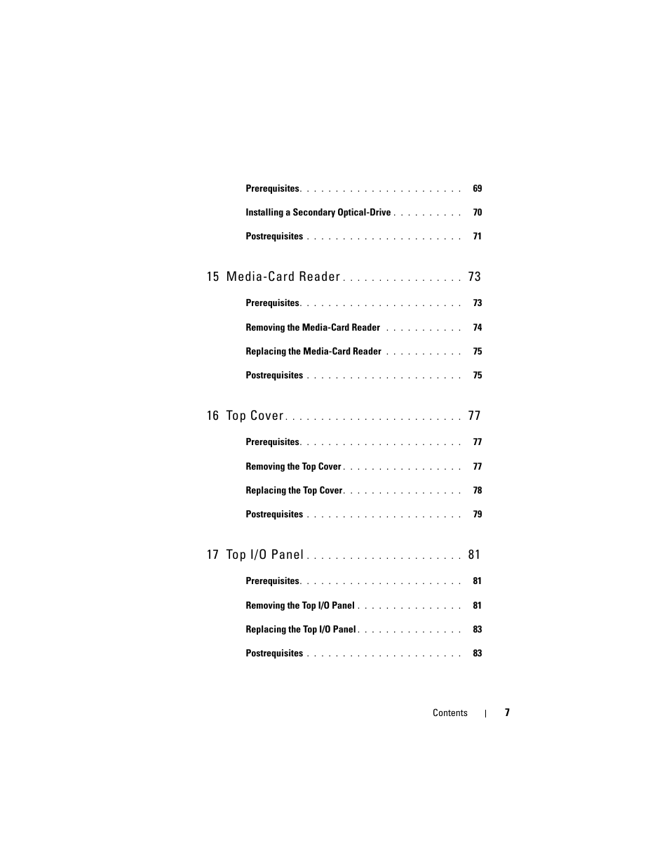 15 media-card reader, 16 top cover, 17 top i/o panel | Dell XPS 8500 (Early 2012) User Manual | Page 7 / 136