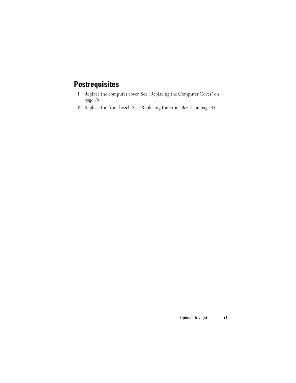 Postrequisites | Dell XPS 8500 (Early 2012) User Manual | Page 71 / 136