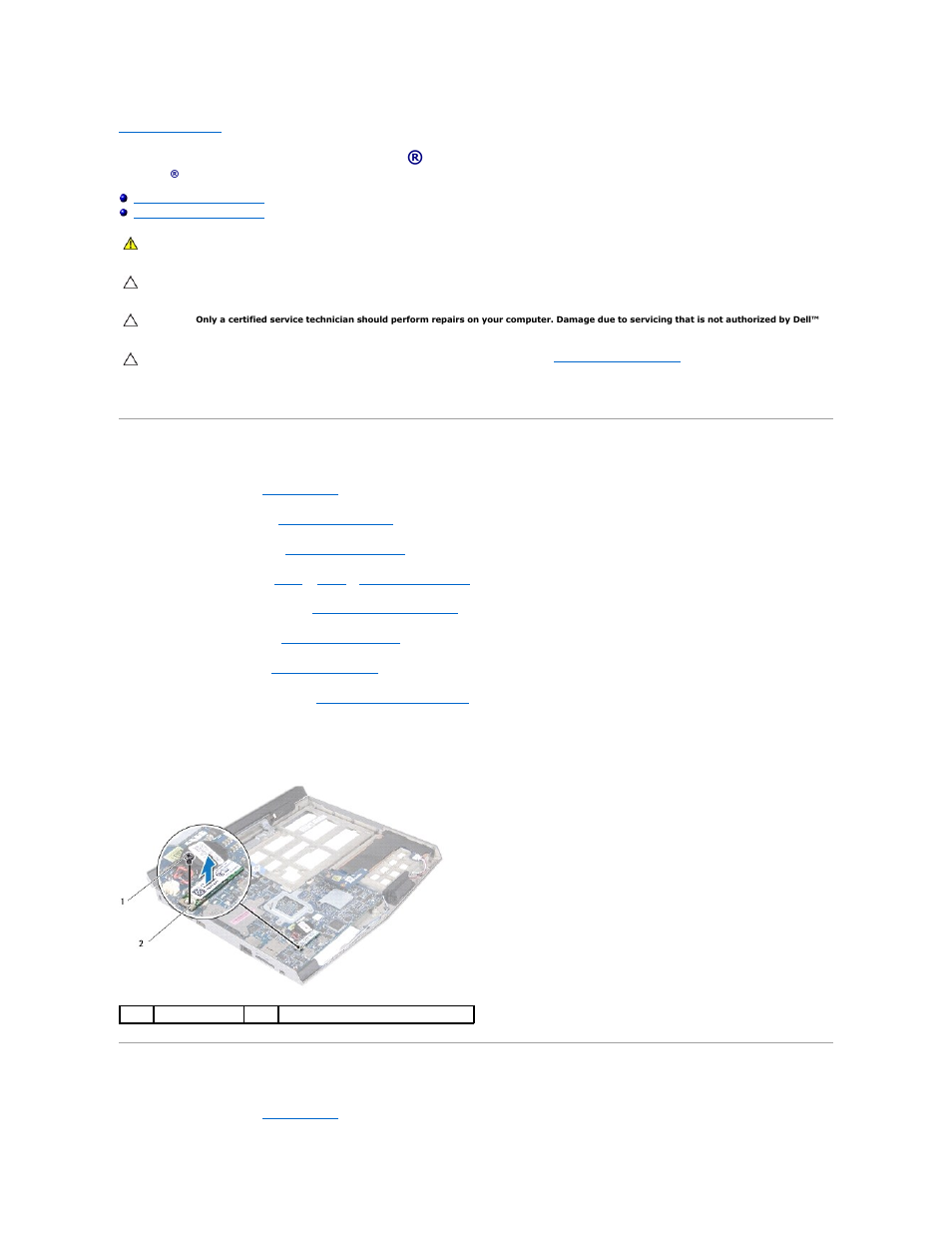Internal card with bluetooth® wireless technology, Removing the bluetooth card, Replacing the bluetooth card | Dell Alienware M11x R2 (Mid 2010) User Manual | Page 10 / 43