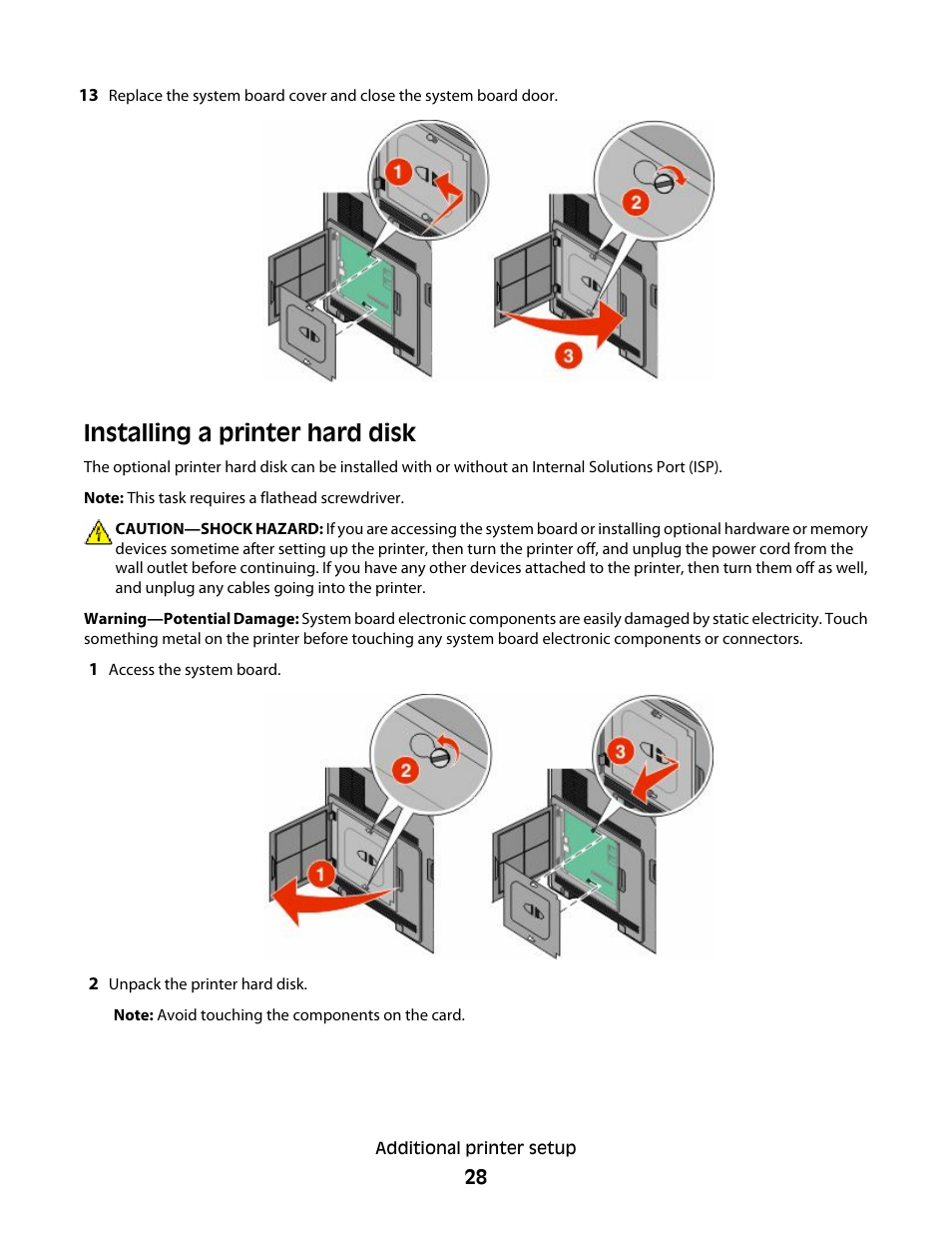 Installing a printer hard disk | Dell 5530/dn Mono Laser Printer User Manual | Page 28 / 207