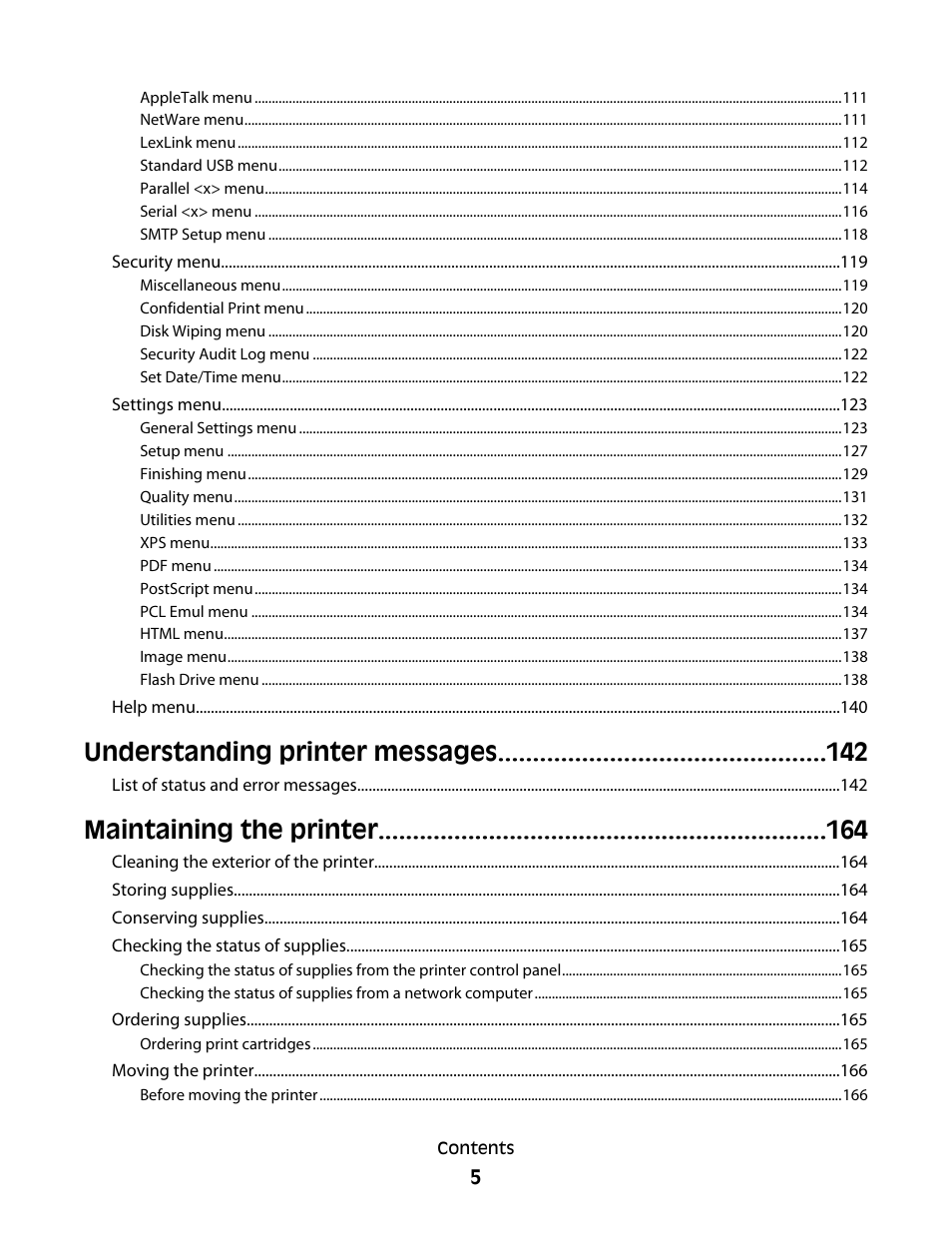 Understanding printer messages, Maintaining the printer | Dell 5530/dn Mono Laser Printer User Manual | Page 5 / 207