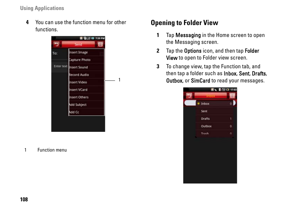 Opening to folder view | Dell MINI 3IX User Manual | Page 110 / 145