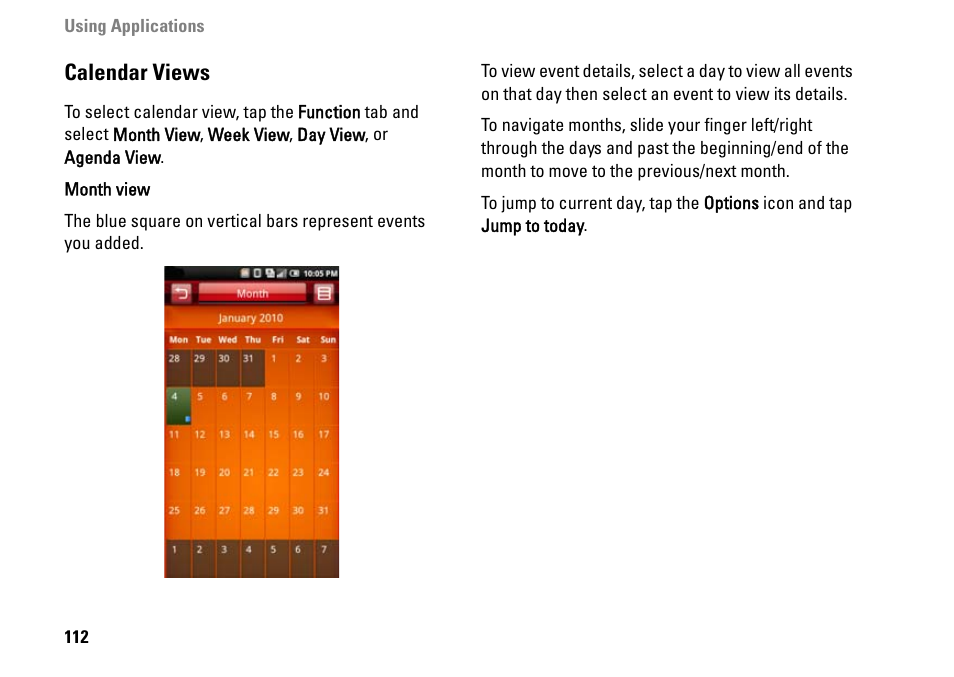 Calendar views | Dell MINI 3IX User Manual | Page 114 / 145