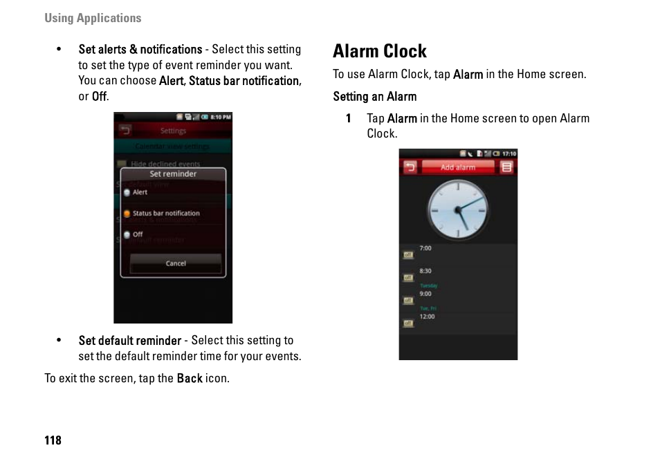 Alarm clock | Dell MINI 3IX User Manual | Page 120 / 145