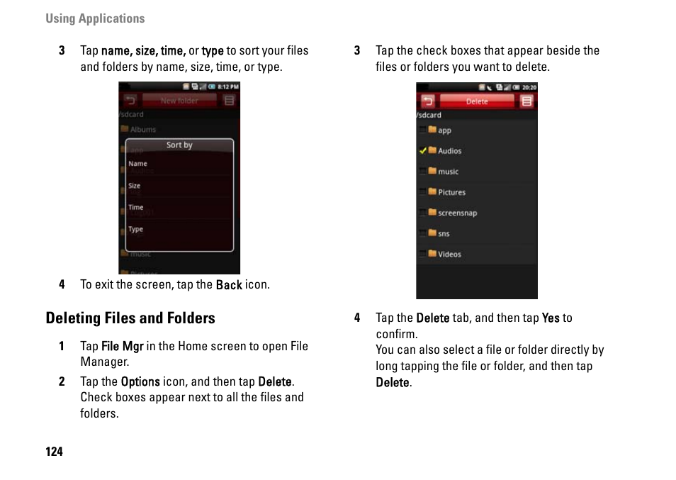 Deleting files and folders | Dell MINI 3IX User Manual | Page 126 / 145