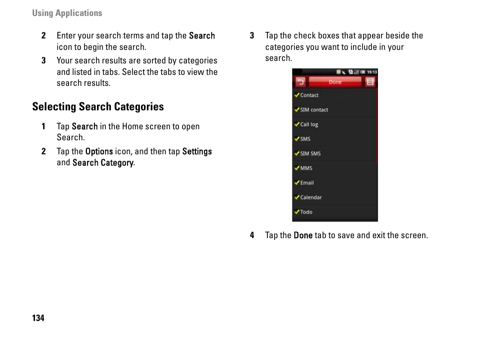 Selecting search categories | Dell MINI 3IX User Manual | Page 136 / 145