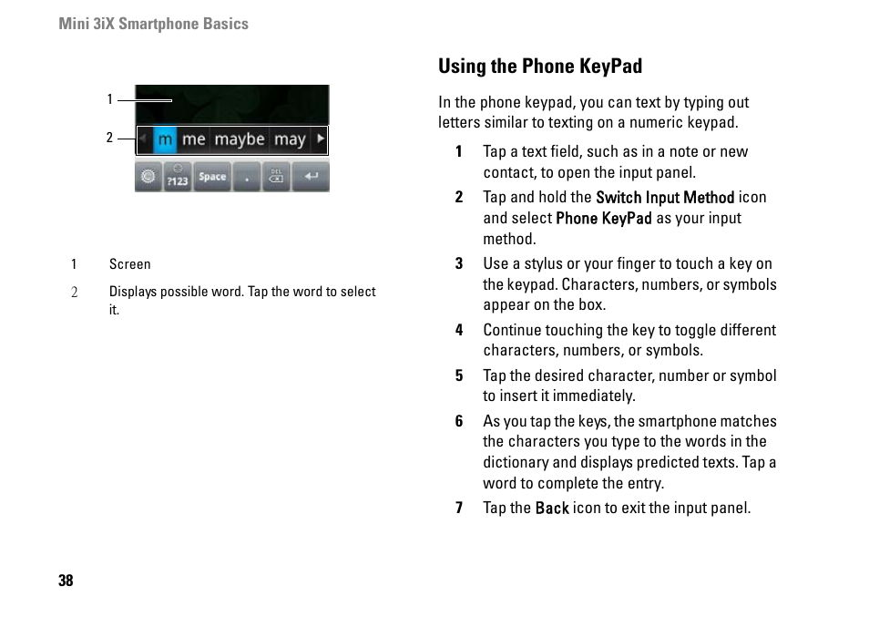 Using the phone keypad | Dell MINI 3IX User Manual | Page 40 / 145