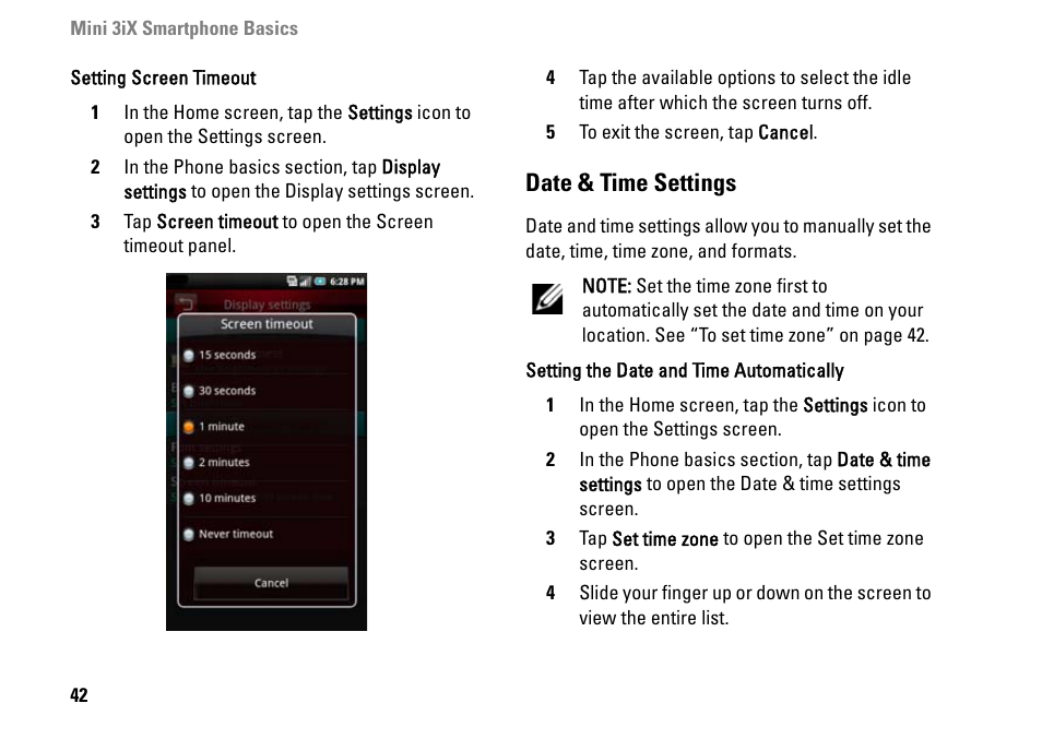 Date & time settings | Dell MINI 3IX User Manual | Page 44 / 145