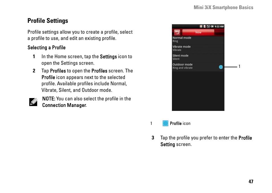 Profile settings | Dell MINI 3IX User Manual | Page 49 / 145