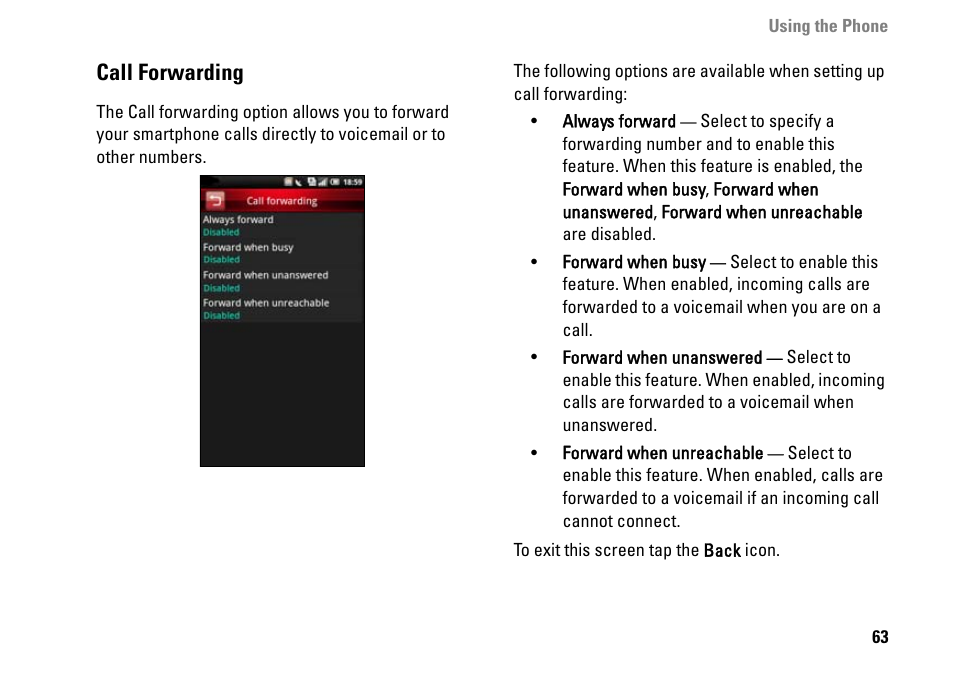 Call forwarding | Dell MINI 3IX User Manual | Page 65 / 145