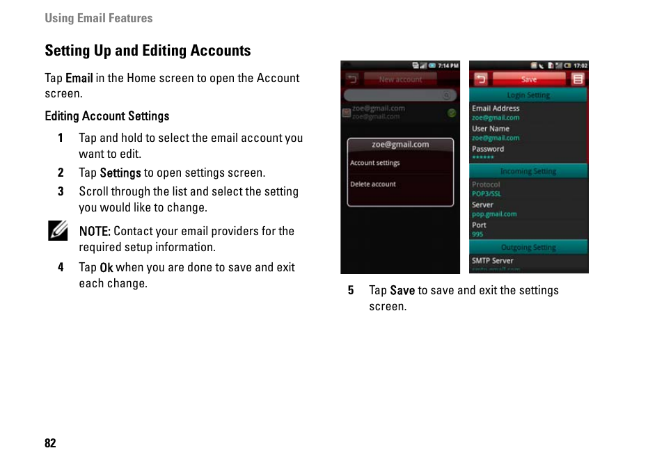 Setting up and editing accounts | Dell MINI 3IX User Manual | Page 84 / 145