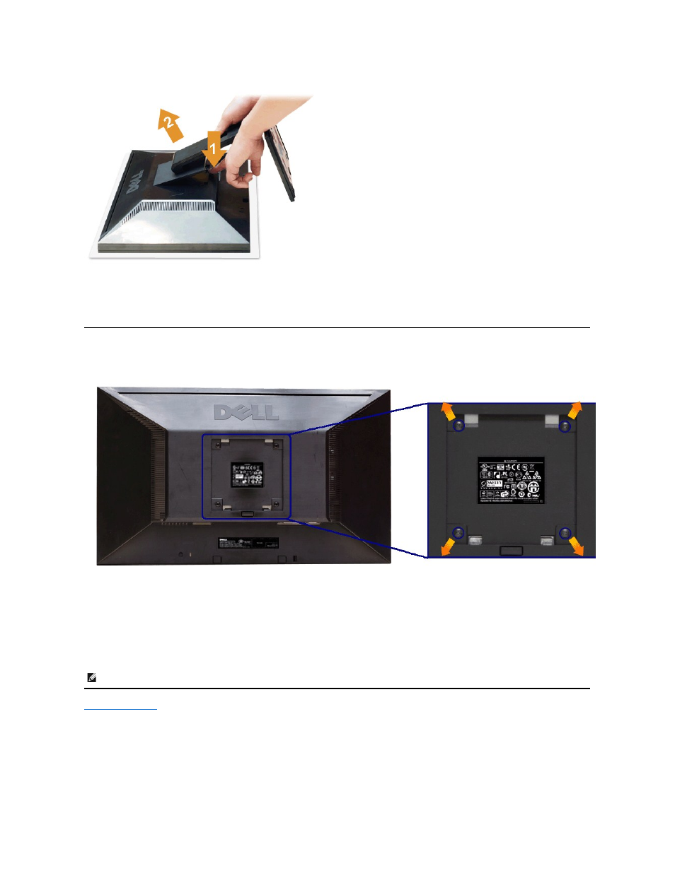 Wall mounting (optional) | Dell E2211H Monitor User Manual | Page 29 / 33