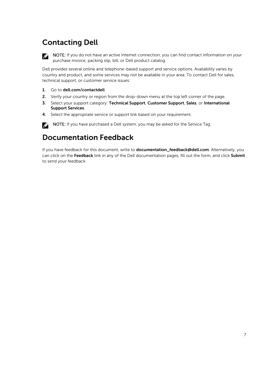 Contacting dell, Documentation feedback | Dell PowerVault MD3420 User Manual | Page 7 / 30