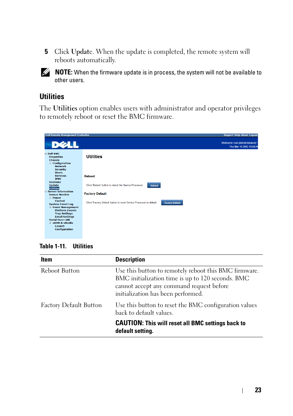 Utilities | Dell PowerEdge C6220 User Manual | Page 23 / 78