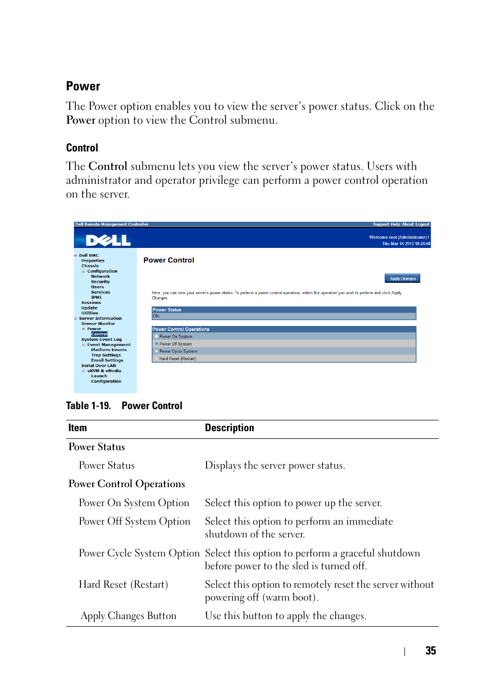Power | Dell PowerEdge C6220 User Manual | Page 35 / 78