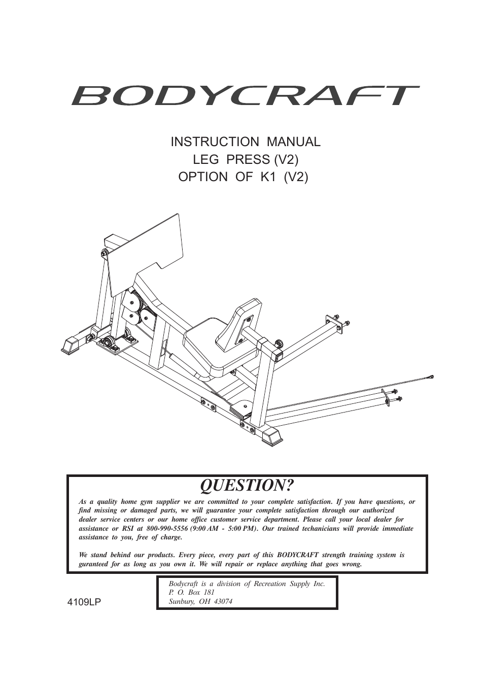 BodyCraft V2 User Manual | 3 pages