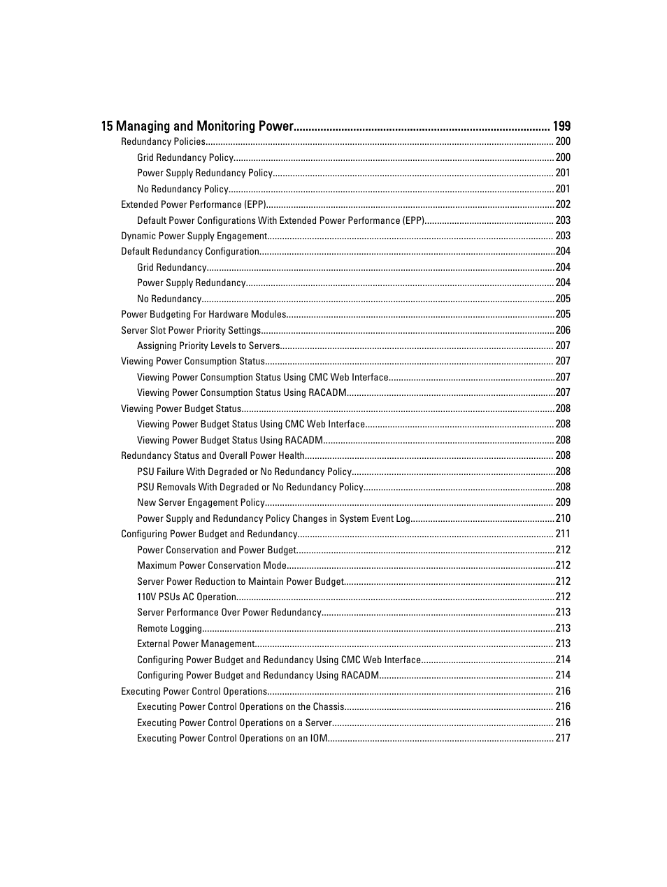 15 managing and monitoring power | Dell POWEREDGE M1000E User Manual | Page 11 / 260