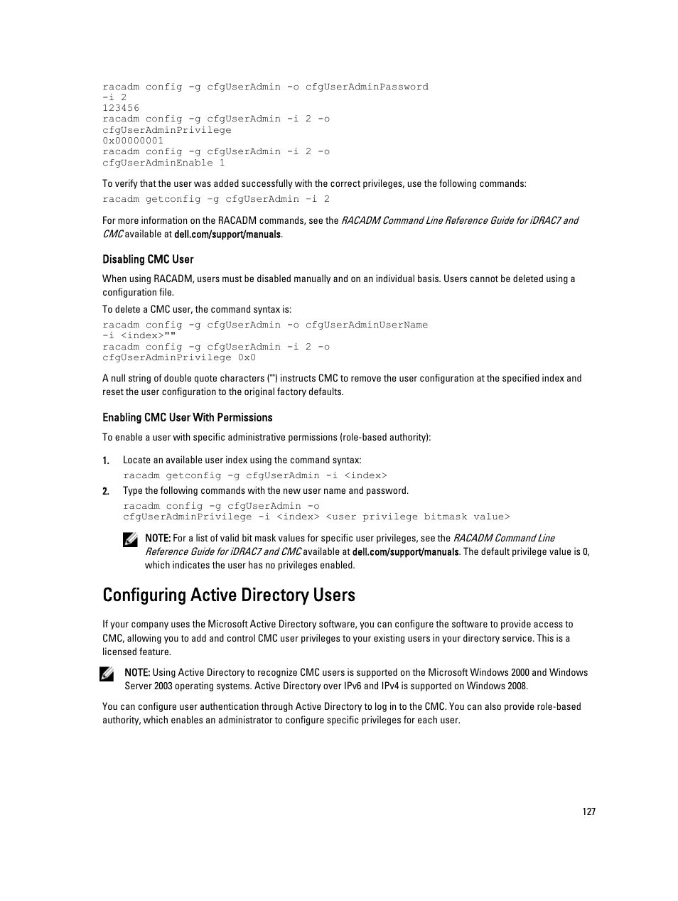 Configuring active directory users | Dell POWEREDGE M1000E User Manual | Page 127 / 260