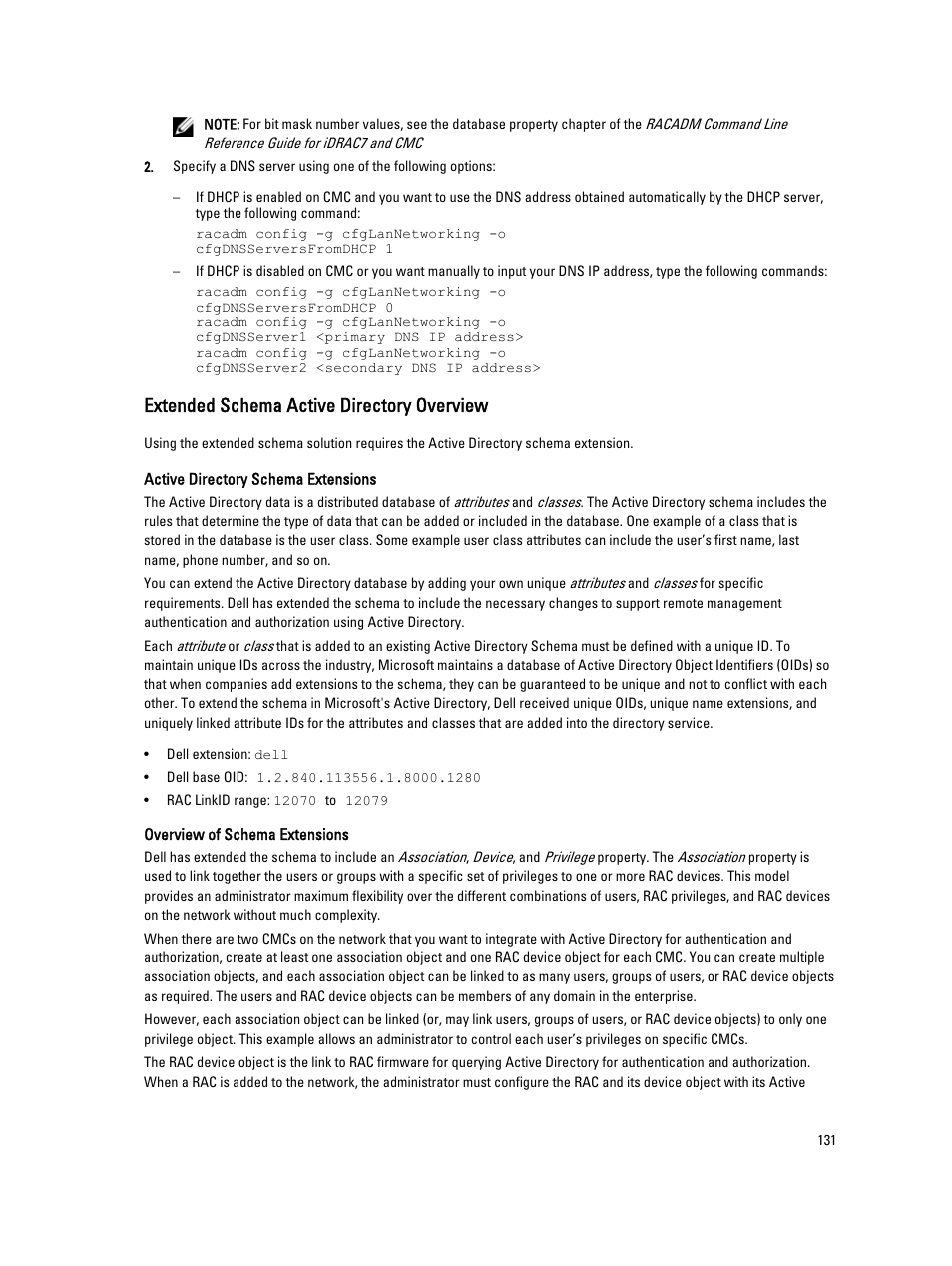 Extended schema active directory overview | Dell POWEREDGE M1000E User Manual | Page 131 / 260