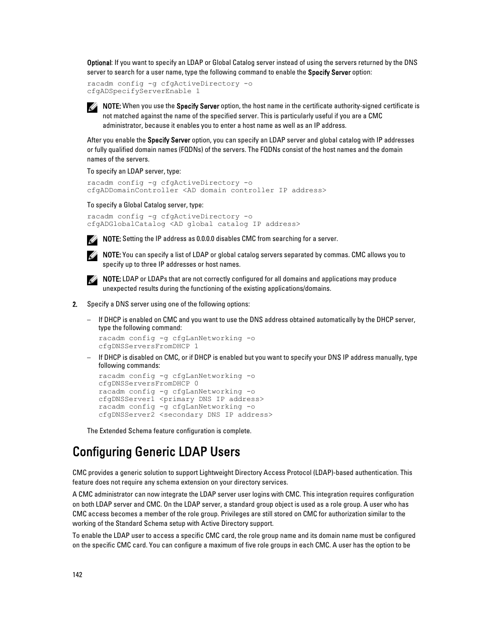 Configuring generic ldap users | Dell POWEREDGE M1000E User Manual | Page 142 / 260
