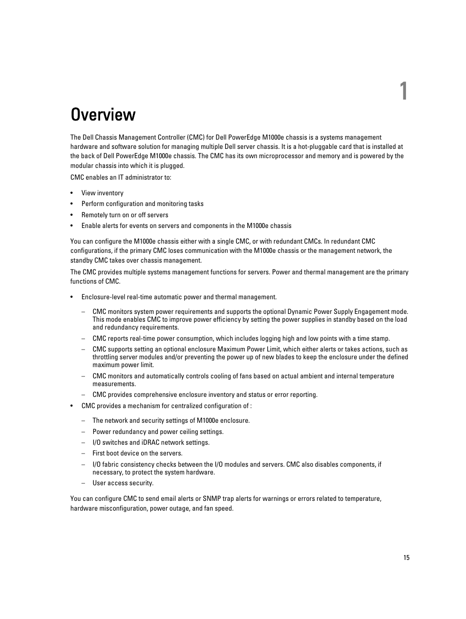 Overview, 1 overview | Dell POWEREDGE M1000E User Manual | Page 15 / 260