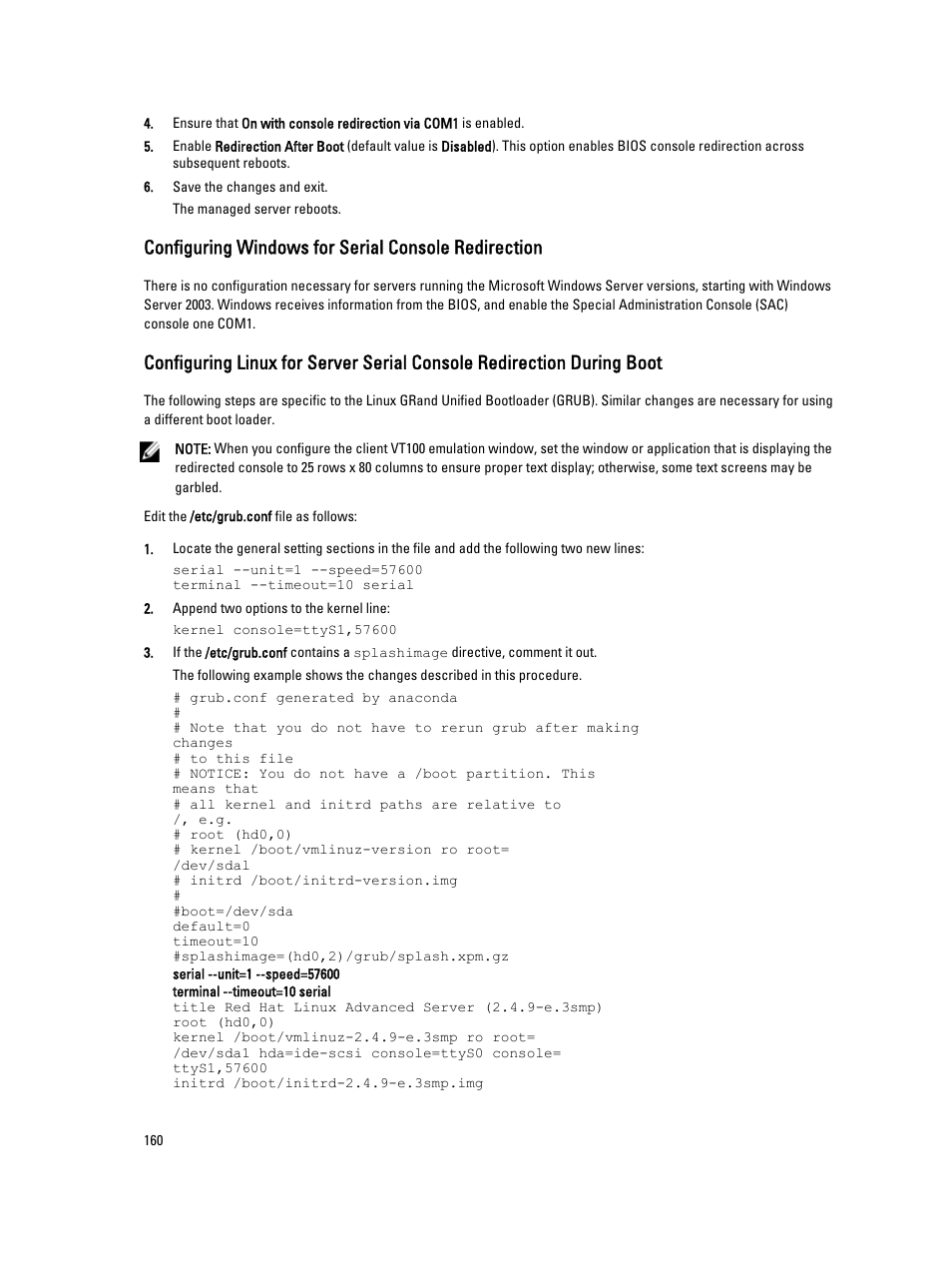 Configuring windows for serial console redirection | Dell POWEREDGE M1000E User Manual | Page 160 / 260