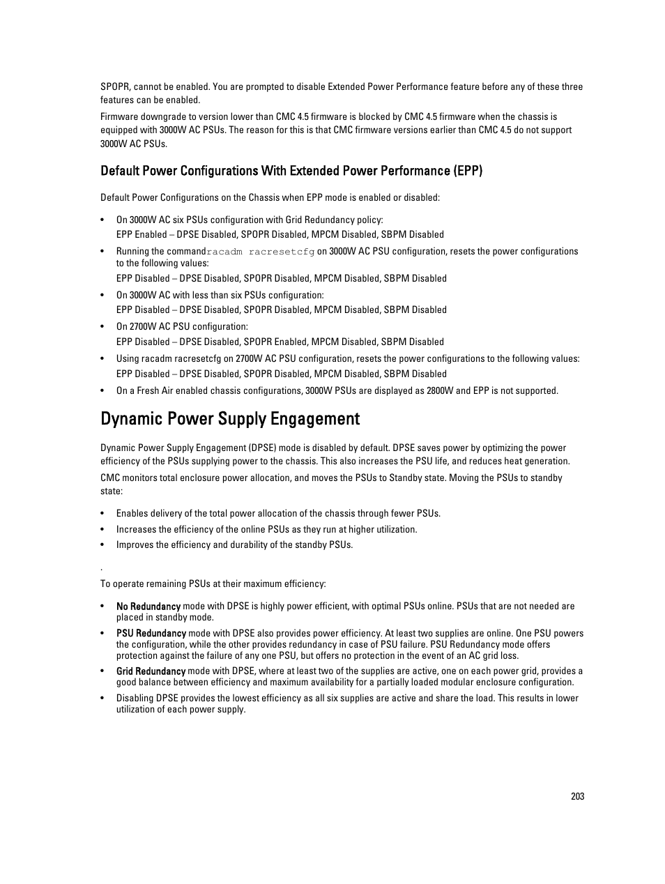 Dynamic power supply engagement | Dell POWEREDGE M1000E User Manual | Page 203 / 260