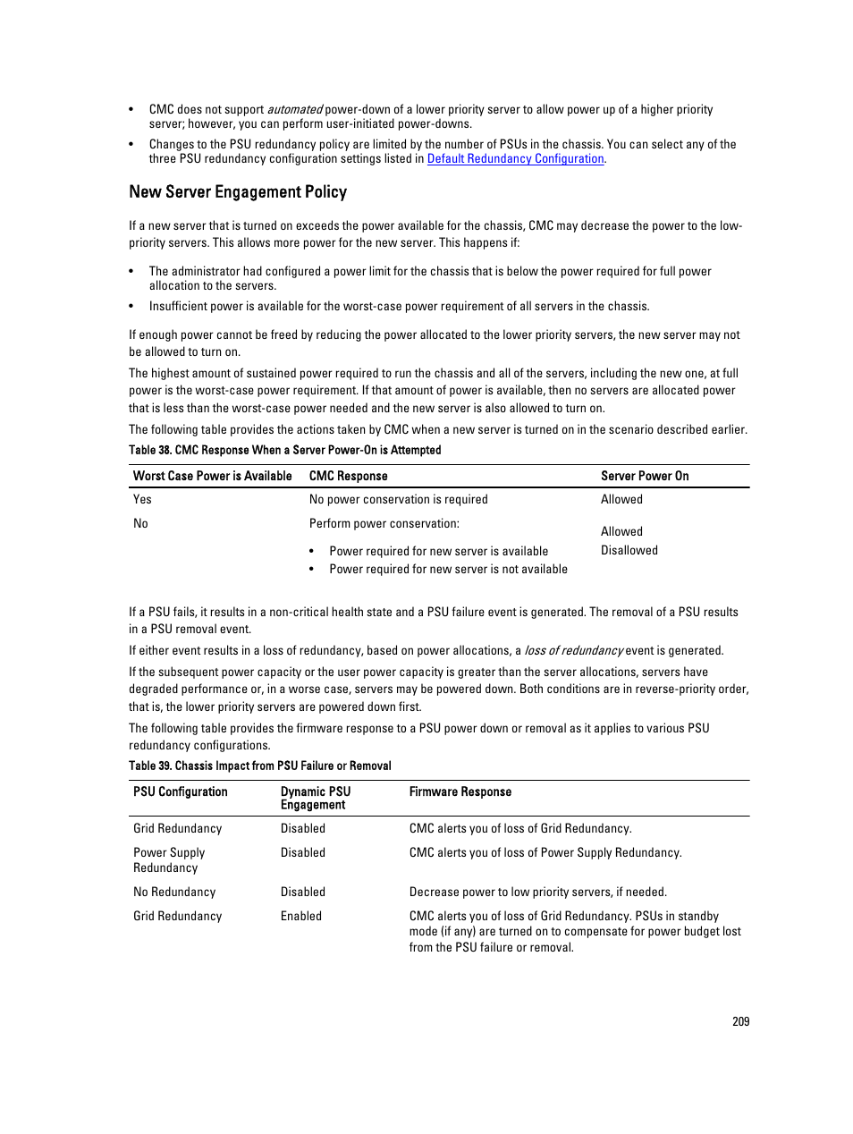 New server engagement policy | Dell POWEREDGE M1000E User Manual | Page 209 / 260