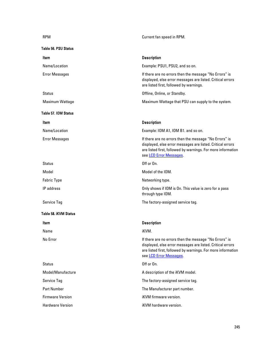 Dell POWEREDGE M1000E User Manual | Page 245 / 260