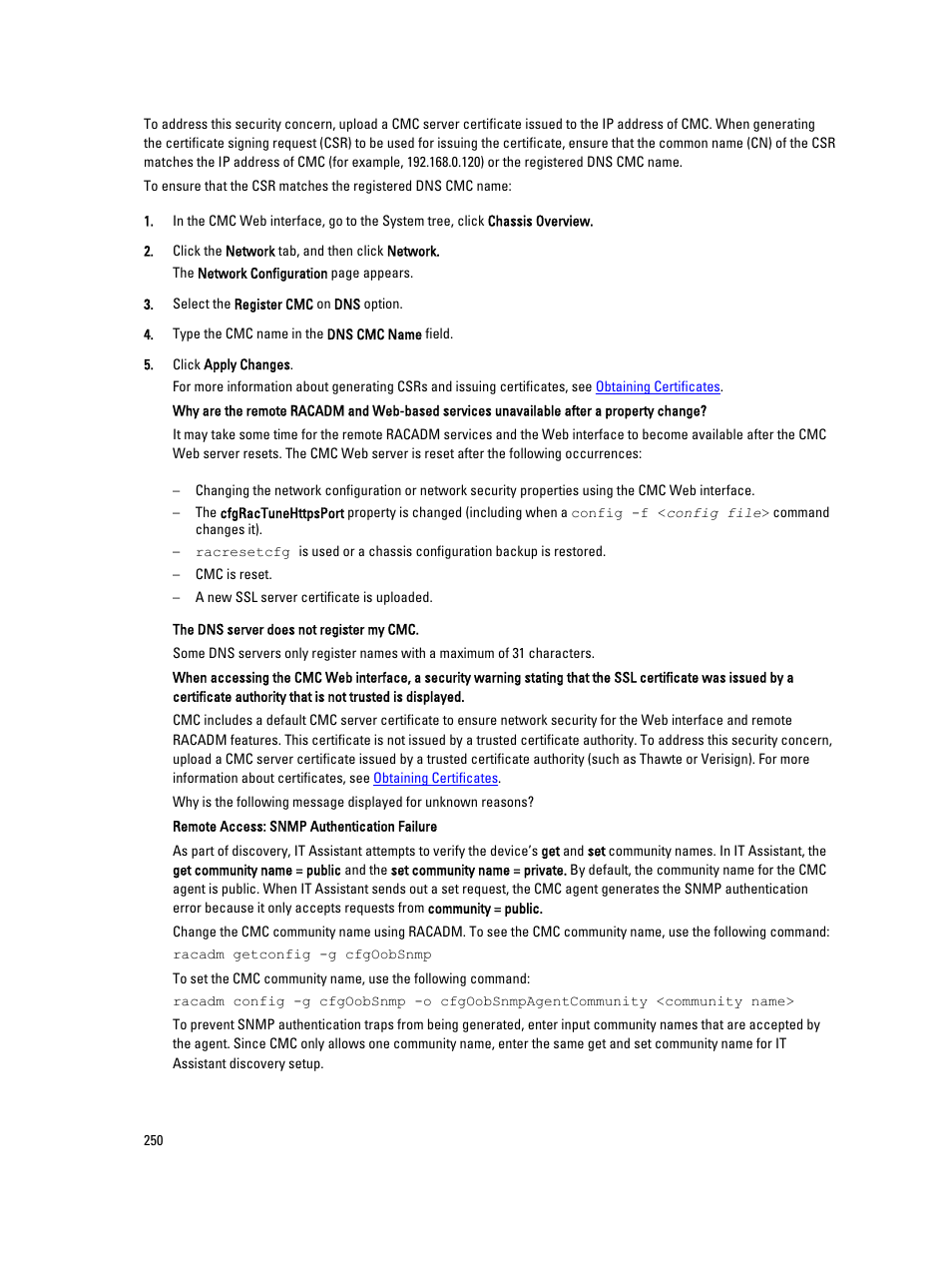 Dell POWEREDGE M1000E User Manual | Page 250 / 260