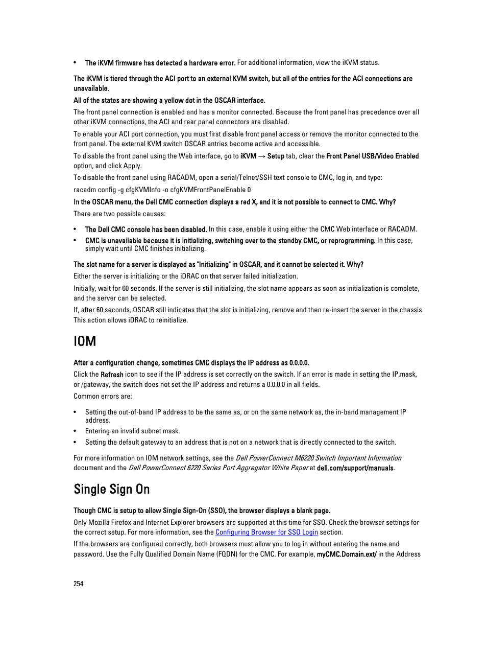 Single sign on | Dell POWEREDGE M1000E User Manual | Page 254 / 260