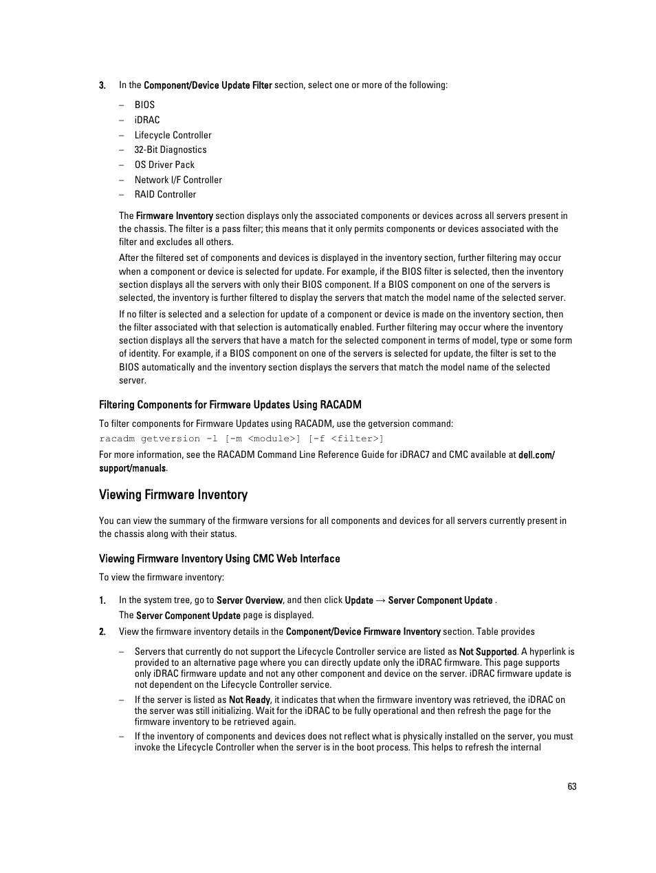 Viewing firmware inventory | Dell POWEREDGE M1000E User Manual | Page 63 / 260
