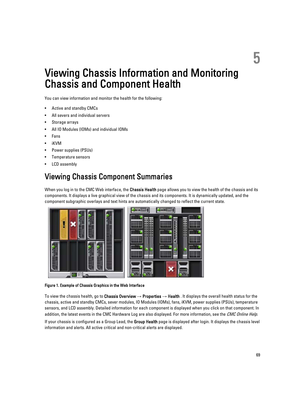 Viewing chassis component summaries | Dell POWEREDGE M1000E User Manual | Page 69 / 260