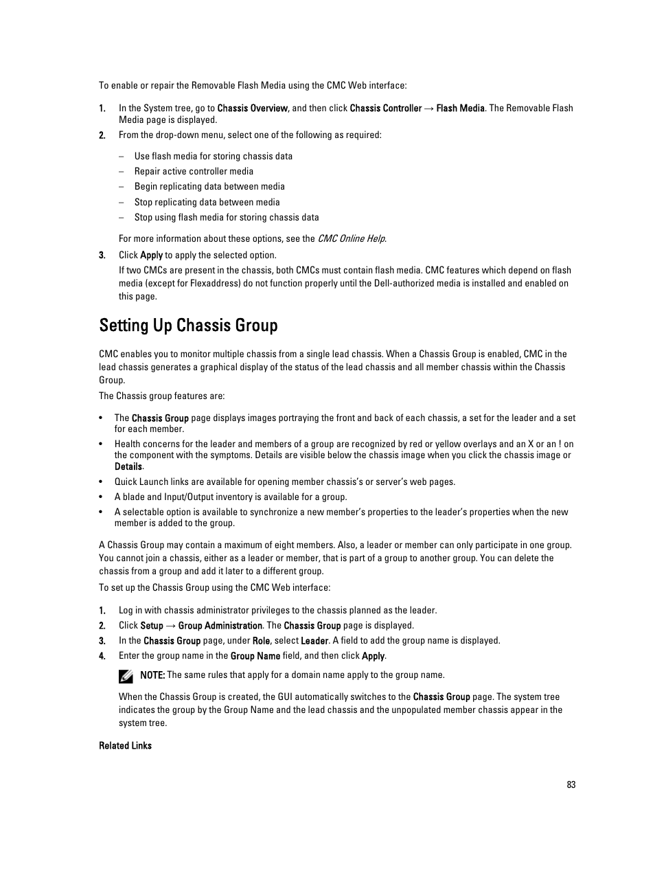 Setting up chassis group | Dell POWEREDGE M1000E User Manual | Page 83 / 260