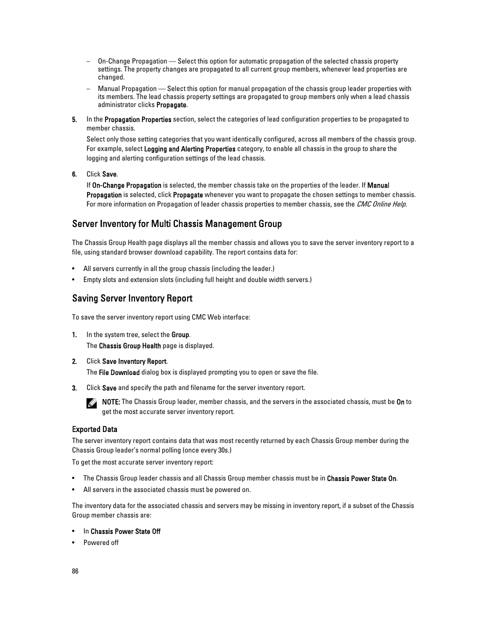 Saving server inventory report | Dell POWEREDGE M1000E User Manual | Page 86 / 260