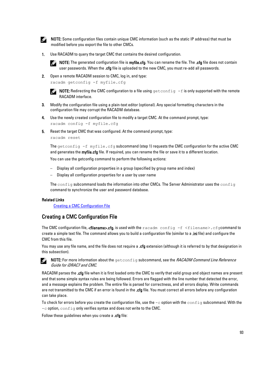 Creating a cmc configuration file | Dell POWEREDGE M1000E User Manual | Page 93 / 260
