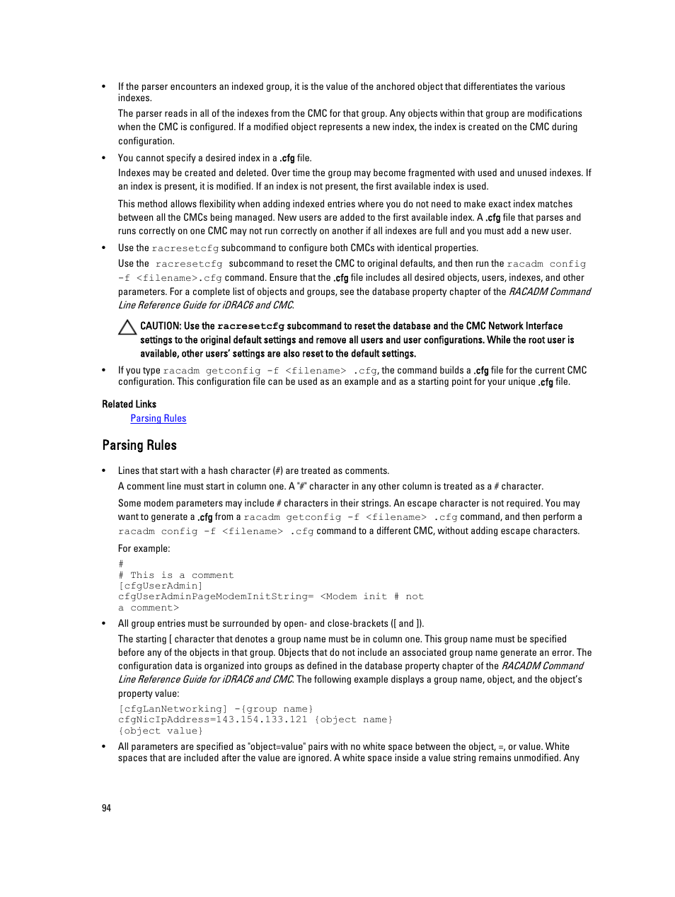 Parsing rules | Dell POWEREDGE M1000E User Manual | Page 94 / 260
