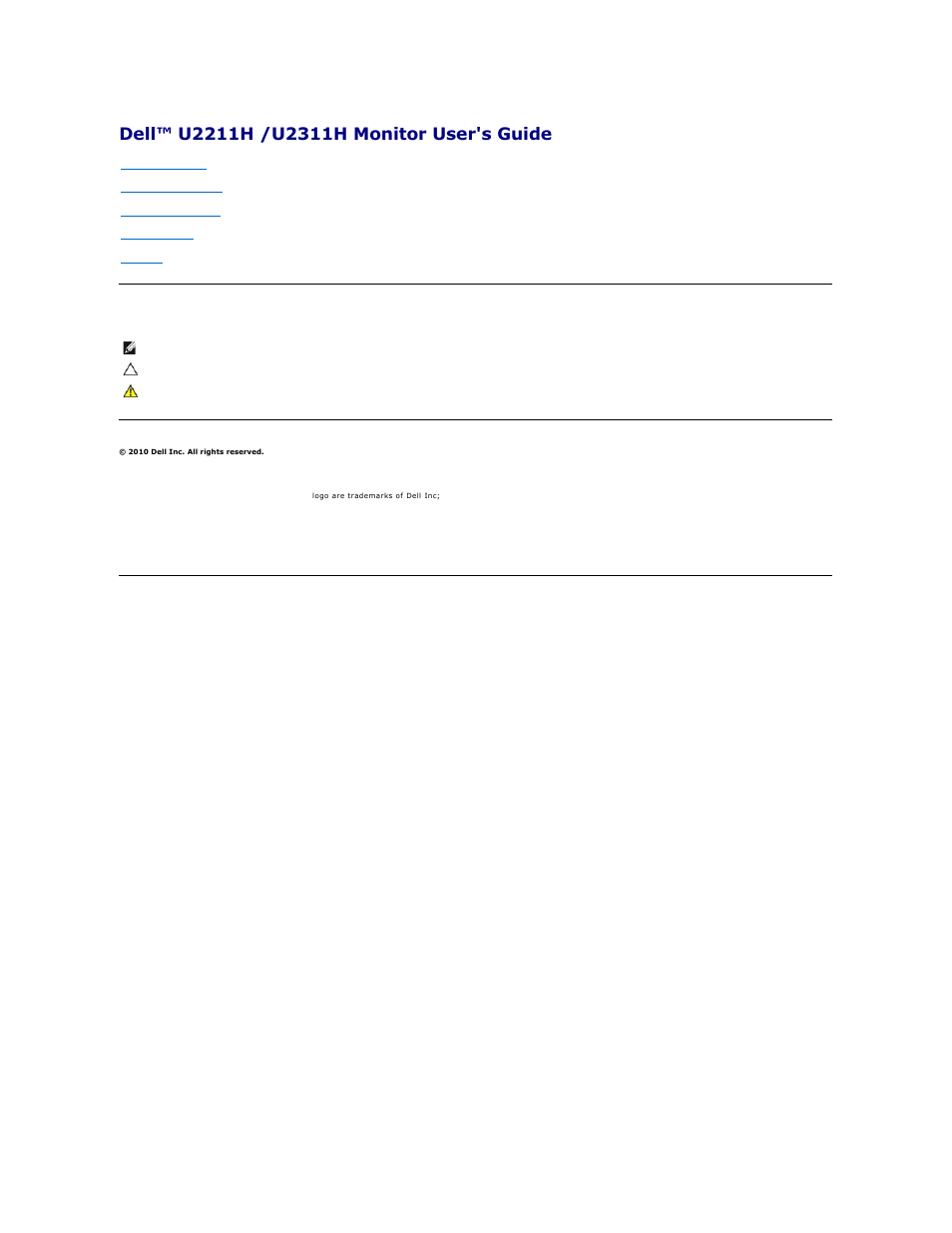 Dell U2311H Monitor User Manual | 38 pages