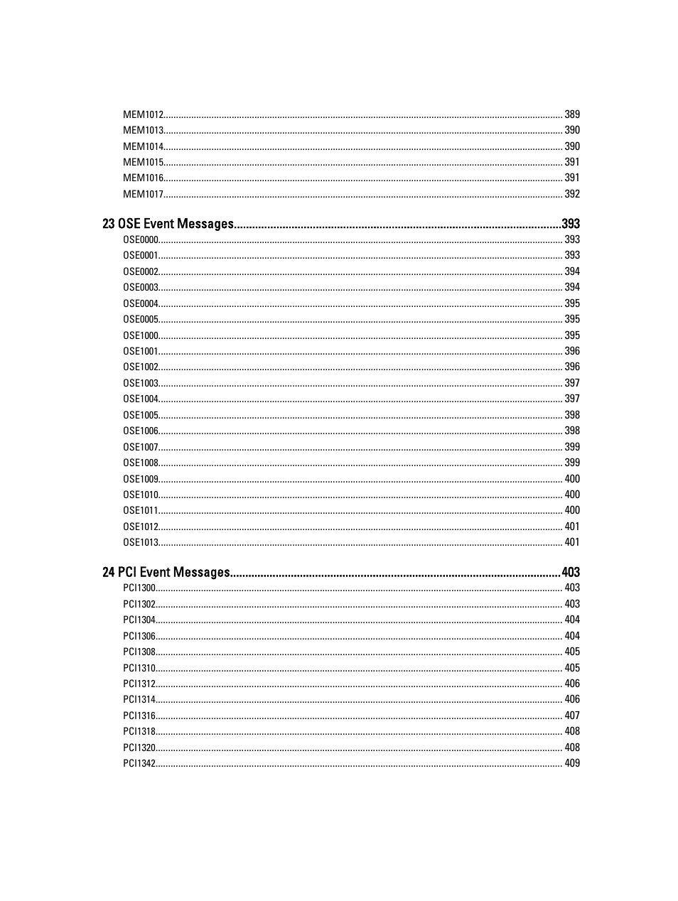 23 ose event messages, 24 pci event messages | Dell PowerEdge VRTX User Manual | Page 19 / 931