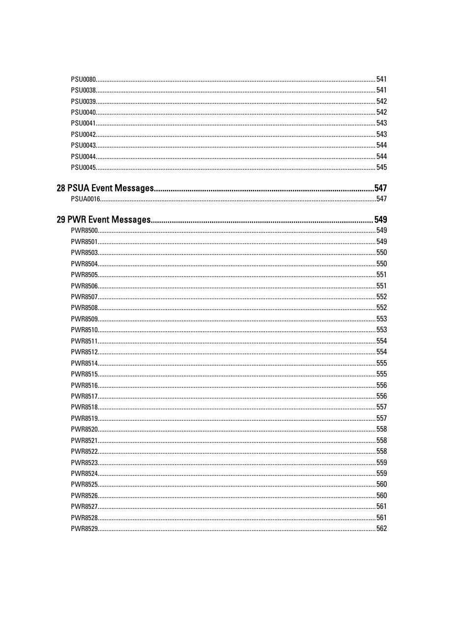 28 psua event messages, 29 pwr event messages | Dell PowerEdge VRTX User Manual | Page 26 / 931