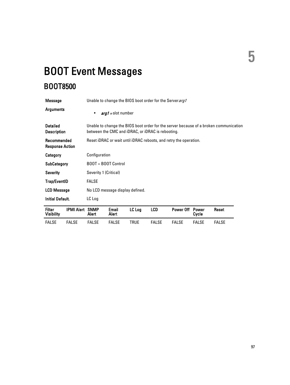 Boot event messages, Boot8500, 5 boot event messages | Dell PowerEdge VRTX User Manual | Page 97 / 931