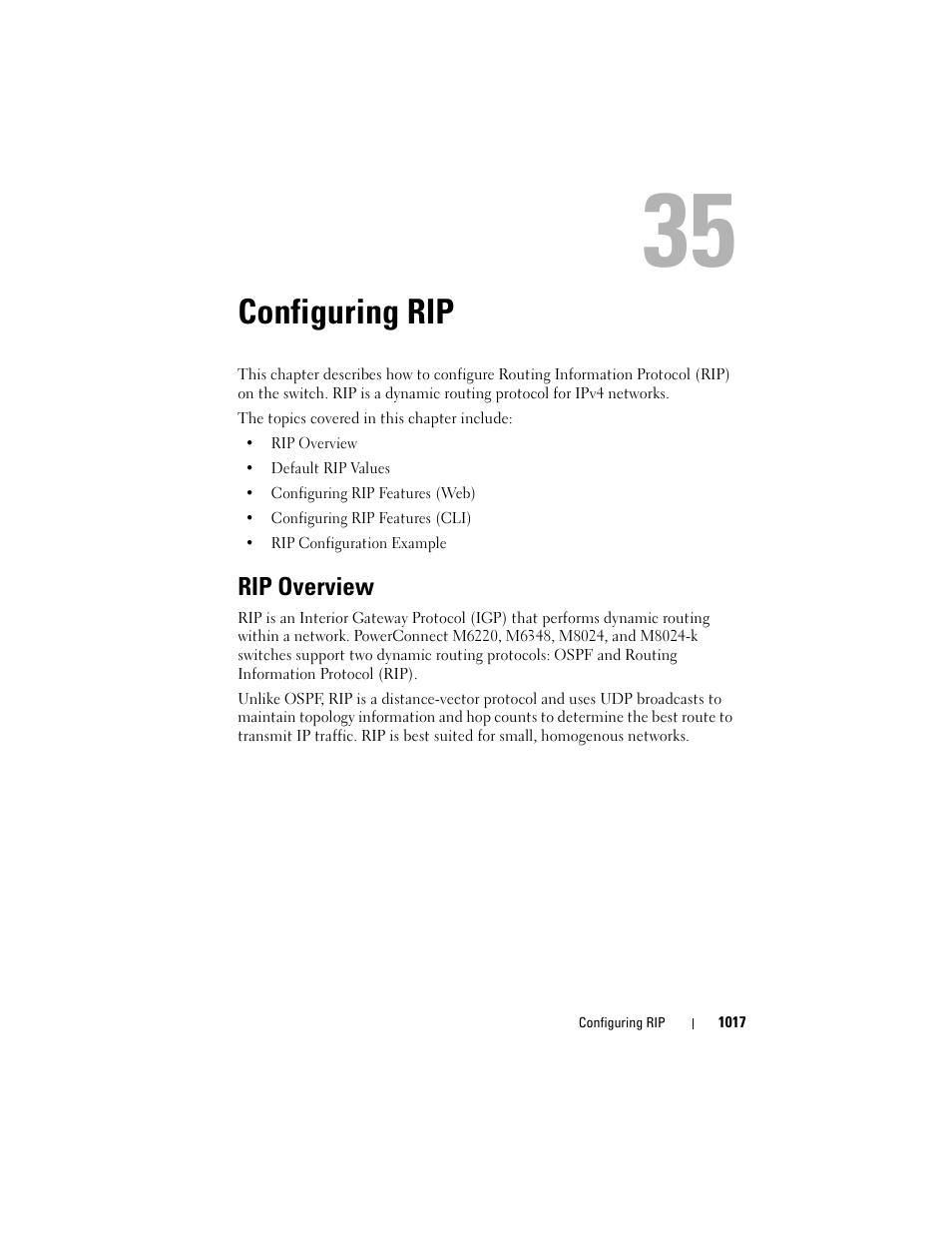 Configuring rip, Rip overview | Dell POWEREDGE M1000E User Manual | Page 1017 / 1246