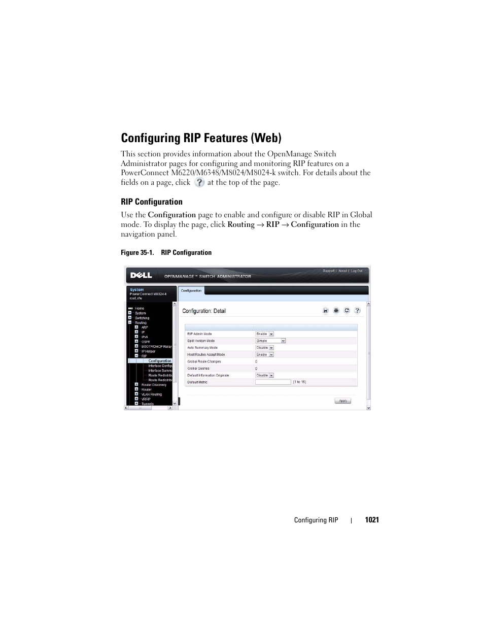 Configuring rip features (web), Rip configuration | Dell POWEREDGE M1000E User Manual | Page 1021 / 1246