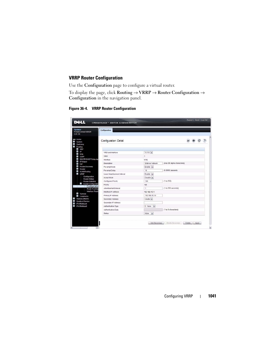 Vrrp router configuration | Dell POWEREDGE M1000E User Manual | Page 1041 / 1246