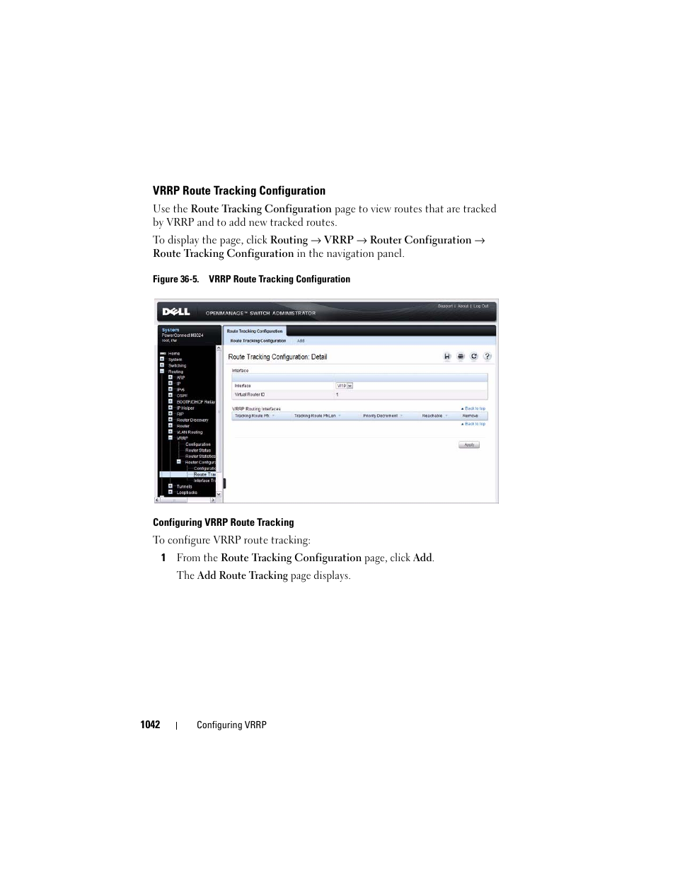 Vrrp route tracking configuration | Dell POWEREDGE M1000E User Manual | Page 1042 / 1246