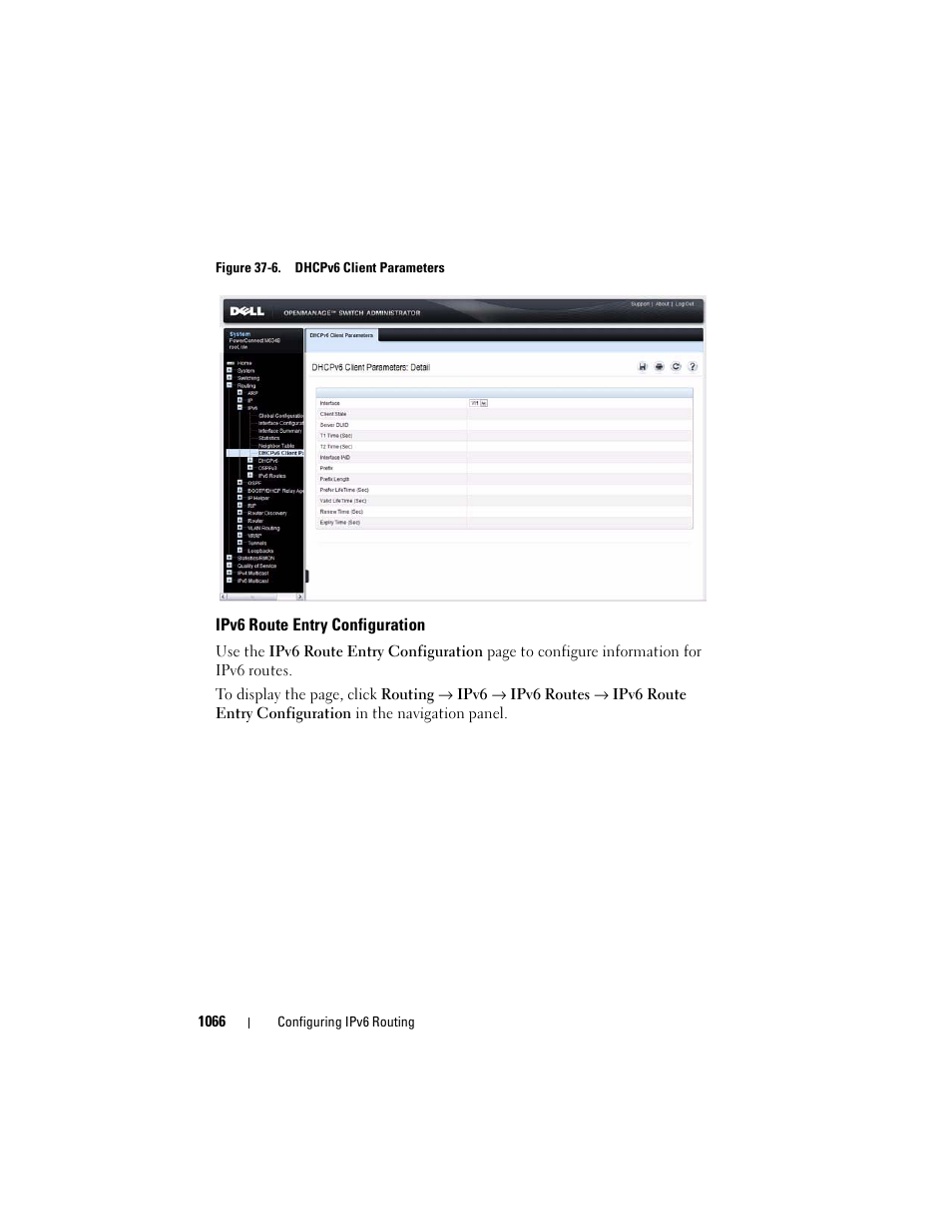 Ipv6 route entry configuration | Dell POWEREDGE M1000E User Manual | Page 1066 / 1246