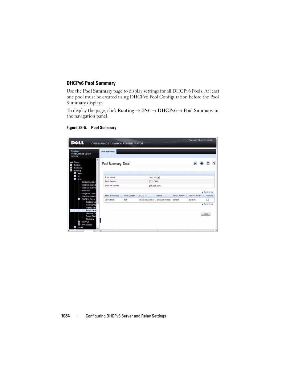 Dhcpv6 pool summary | Dell POWEREDGE M1000E User Manual | Page 1084 / 1246