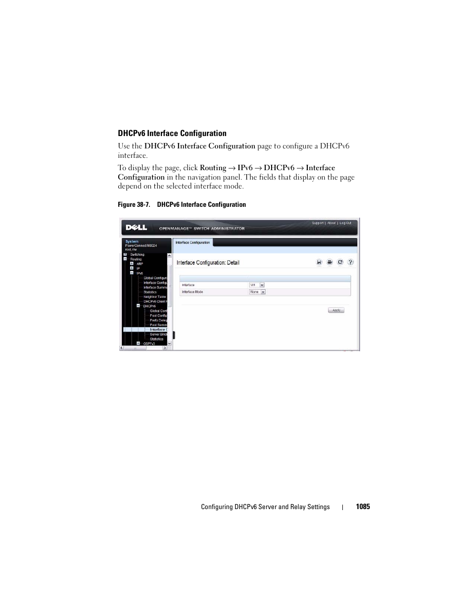 Dhcpv6 interface configuration | Dell POWEREDGE M1000E User Manual | Page 1085 / 1246