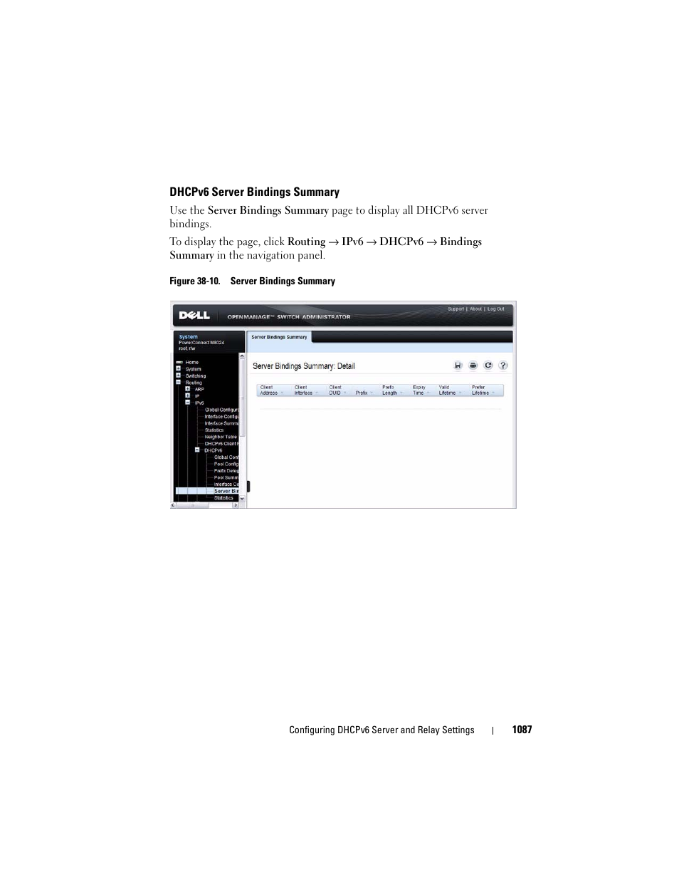 Dhcpv6 server bindings summary | Dell POWEREDGE M1000E User Manual | Page 1087 / 1246